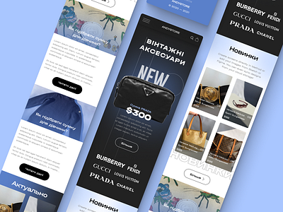 Luxury accessories resale web-site mobile UI/UX design fashion interface design mobile design online store ui ui design ux ux design web design web site