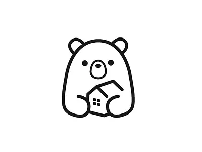 Minimal Bear Home Line Logo (for Sale) branding for sale graphic design illustration line logo logo logo design logo for sale logofolio logoground minimal