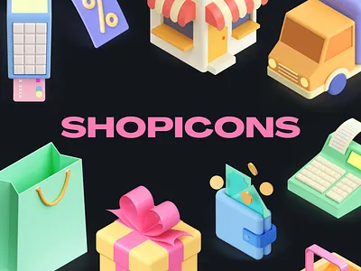 3D Shopping Icon Pack - Shopicons 3d design ecommerce icons minimal shopping