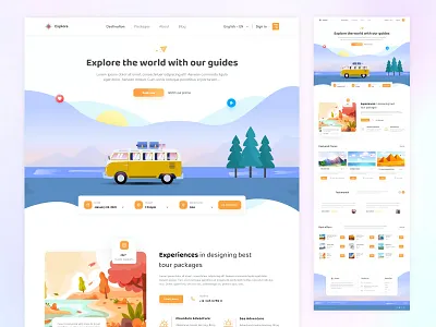 Website template design for travel website creative design mobile app design ui ui ux user experience design user interface design ux web design website design