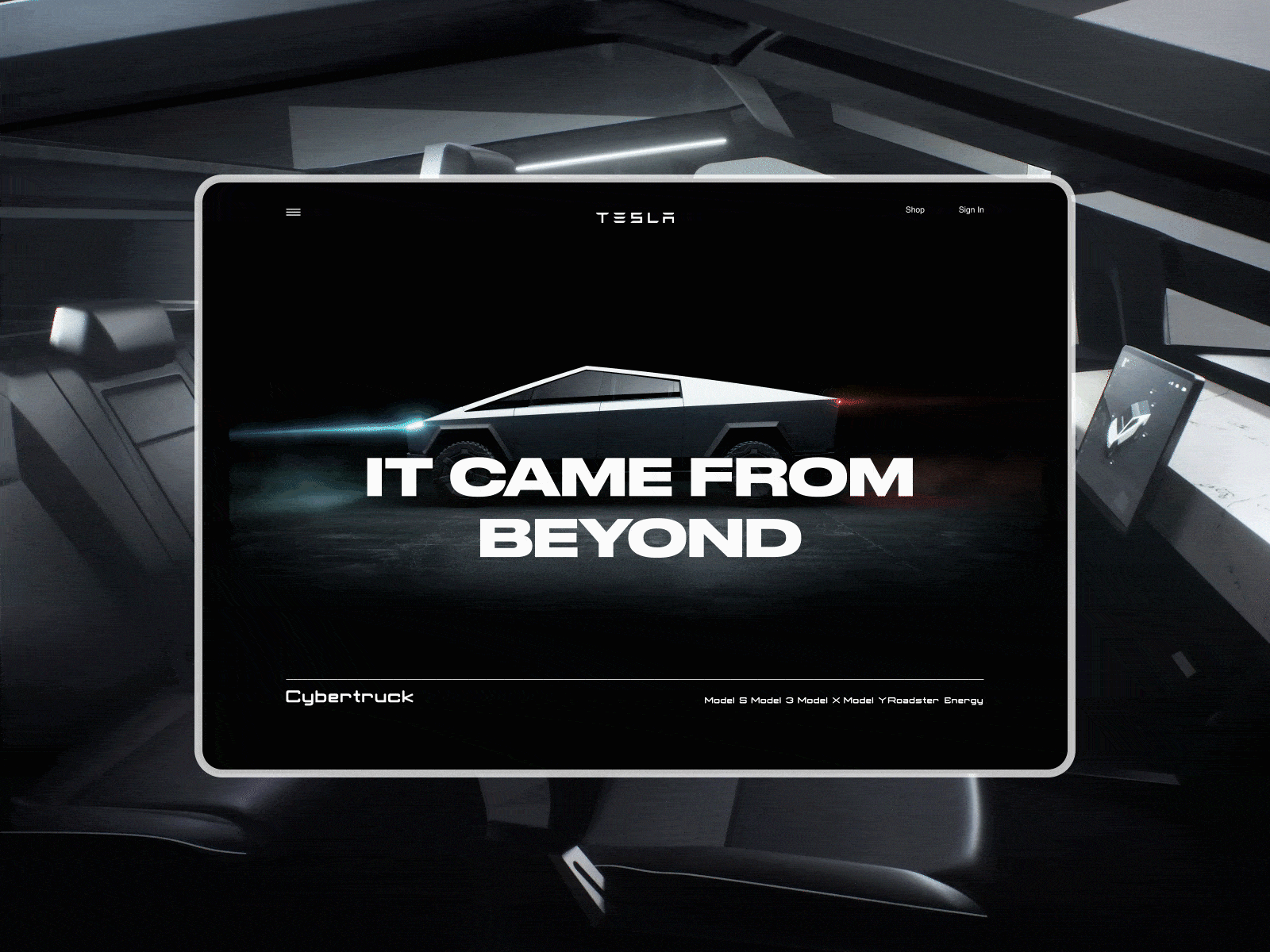 Tesla Cybertruck animation design ui