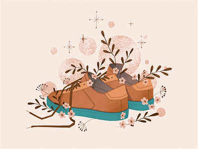sneakers art autumn boots design flowers illustration leaves nature