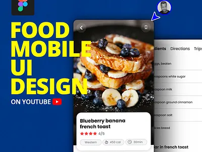 Food UI design on Figma under 10 minutes app app design figma food mobile mobile design ui ui design user interface web design youtube