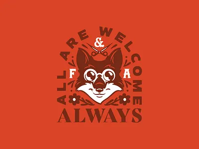 Fox & Ash - All Are Welcome Always always ash cute fox glasses logo mascot shirt smile welcome
