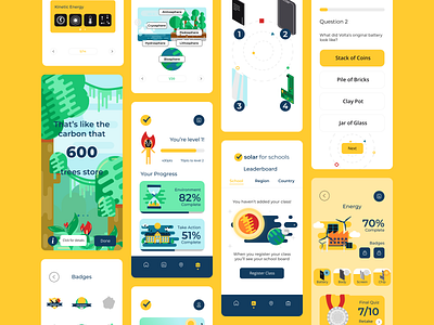 Renewable Energy Edtech App app branding edtech educational flat illustration illustration jakeux kids app logo mobile product design quiz renewable energy solar power ui ux ux design