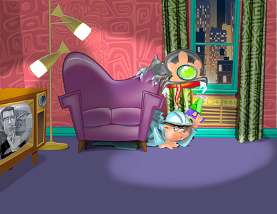 Basil’s new Flatmate. childrens illustrator design whimsical whimsy