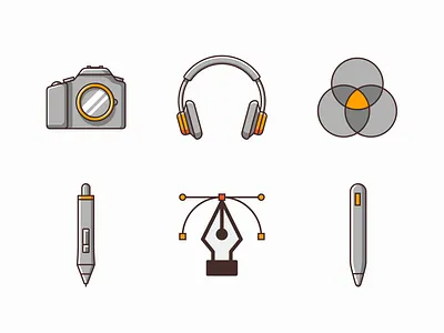 Digital art illustrations camera color color theory designer digital pen headset photographer stylus svg tablet stylus technology tool vector
