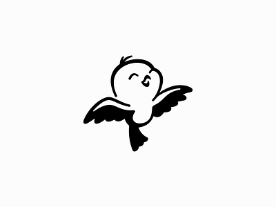 Little Bird Logo bird branding cartoon character cute design flying fun happy identity illustration kids logo mark mascot playful smile symbol vector wings