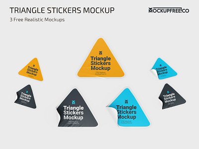 Free Triangle Stickers Mockup Set free freebie mockup mockups psd sticker stickers template