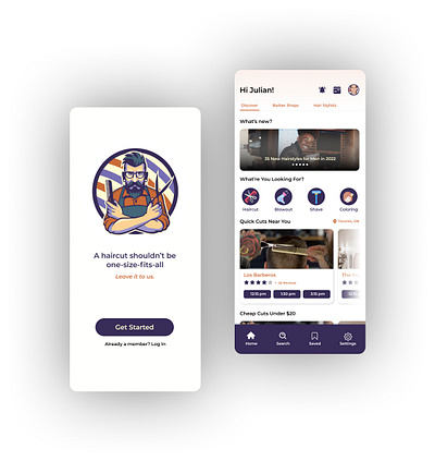 Barber and Hairstylist Mobile Booking App app barber booking hairstyle ui ux