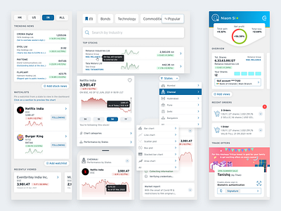 Stock Components V1 app banking dashboard design graph offers payments responsive stocks trading ui ux vector