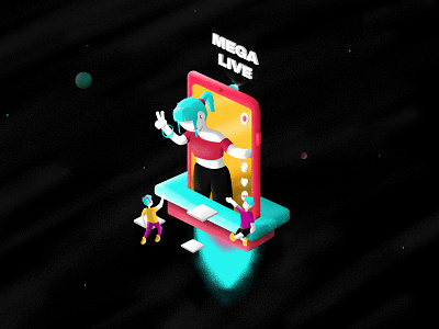 TikTok Illustrations grain illustration isometric isometric design kisok mall mobile rocket shopping space vector