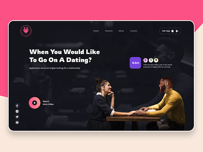 Chat&Yamo | Dating App Landing Page animation animation after effects branding creative dating platform dating pool dating website find partner homepage interface landing page animation landing page design landing page ui minimalist design modern motion graphics online dating app social project ui website
