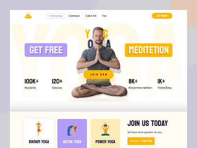 Yoga club web landing page UI design design home page interface landing landing page product service startup ui ux web website