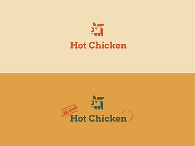 Hot Chicken Branding badge design brand identity branding chicken custom lettering geometric graphic design icon illustration logo logo icon minimal simple shapes typography