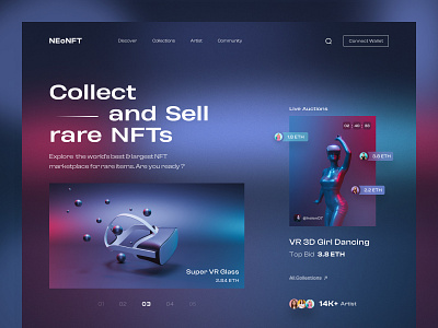 NFT Marketplace Web Design crypto ethereum glassmorphism landing page landingpage nft nft art nft marketplace nft web design nft website nftwebdesign token ui uiux ux web web design webdesign