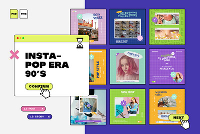 Insta Pop Era 90's colorful fashion fuji instagram instapop pop color retro template trend ui vintage