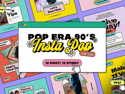 Insta Pop Era 90s Vol.2 90svibes concept design fuji insta pop instagram template oldschool pastel pop color retro social media template vintage