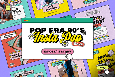 Insta Pop Era 90s Vol.2 90svibes concept design fuji insta pop instagram template oldschool pastel pop color retro social media template vintage