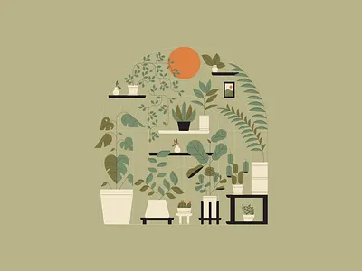 Plant Illustration botanicals drawing foliage geometric grid houseplant illustration leaves minimal plant plants simple
