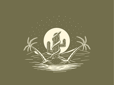 Desert Vibes badge design cactus classic desert distressed drawing illustration palm tree retro snake typography vegas vintage