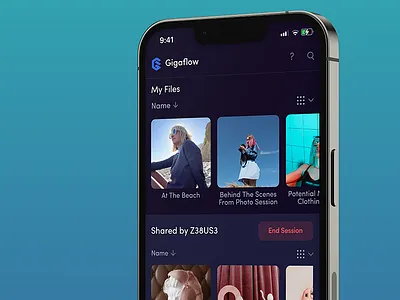 Gigaflow - Live File Transfer app b2b dark file live mobile saas save send share transfer ui upload user ux wireframe