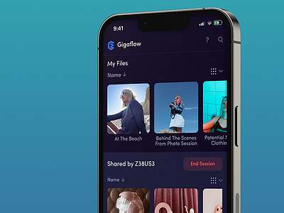 Gigaflow - Live File Transfer app b2b dark file live mobile saas save send share transfer ui upload user ux wireframe