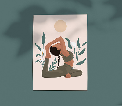 Woman illustration for yoga studio design faceless girl graphic design illustration poster print vector woman yoga