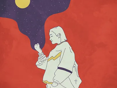 Girl in space cute design digital drawing earth girl illustration mars moon night painting planet space