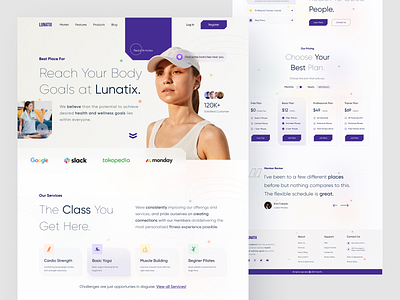 Lunatix - Fitness Landing Page💪 cardio design exercise fitness gym health healthy landing page muscle popular sport ui workout yoga