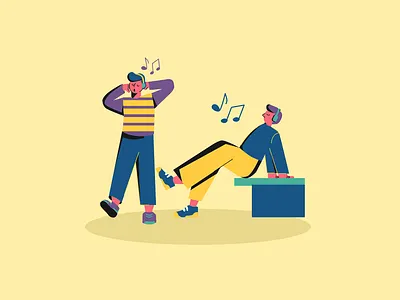 Listening Music Illustration design flat illustration graphic design illustration music people peopleillustration ui