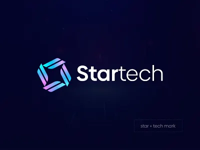 Star + Tech Logo Mark blockchain brand guidelines brand identity branding crypto logo design gradient graphic design icon identity lettering logo logo design logo designer modern logo startech tech company tech logo technical technology logo
