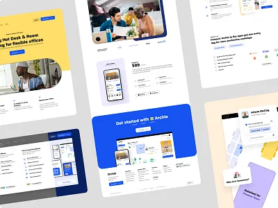 Archie App - Landing Pages agency app branding coworking design home landing offices skeleton ui ux webdesign