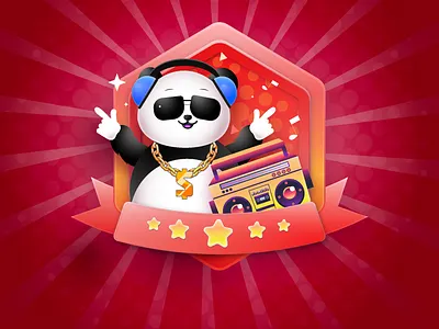 Another Rockstar Employee Badges 3d badges design employee gamification gamification gamification badges employee icon illustration panda badges vector