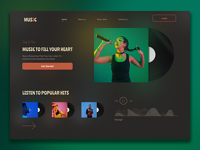 Music Landing page album design daily ui daily ui 003 dailyui design graphic design landing landing page design minimal music musicweb recorder ui ux web design