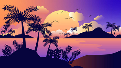 Magic is in the air beach bora bora design illustration illustt maldives summer sunny sunrise sunshine vector wallpaper