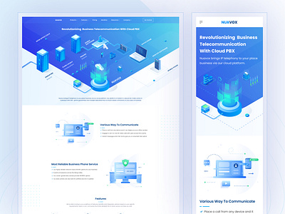 Nuavox - Responsive Landing Page crm dailyui design illustration isometric mobile responsive saas technology telco telecommunication ui ui ux ux web design