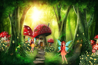 Fairy tales fairy fairy tales forest magic magic forest mushrooms photoshop wallpaper