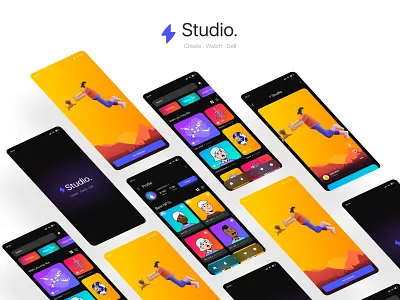 Studio- Create watch & sell app UI app design figma graphic design interface landingpage nft ui uiux ux wallpaper