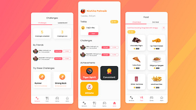 PlayFit badges calorie challenges design exercise exercise game fitness fitness challenges food research ui ux yoga