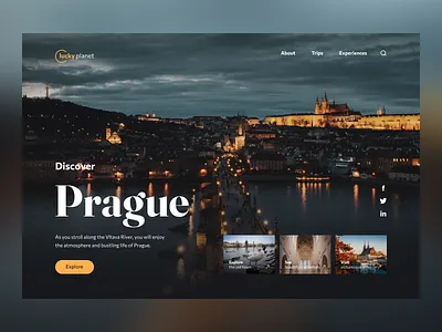 Discover Prague clean design flat graphic design hero prague simple travel web webdesign website