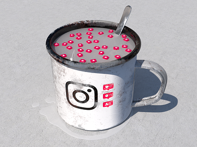 Engagement Mug. Is Instagram dying? 3d branding cinema4d comment concept cup engagement mug fishing follower graphic design icon illustration instagram instagram engagement instagram logo like logo mug render