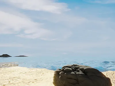 A Sunny Island 3d 3d art beach blender 3d digital art rock
