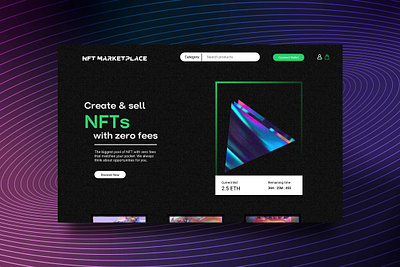 NFT Marketplace - Website Design Concept bitcoin design design concept landing page marketplace nft nft marketplace web design