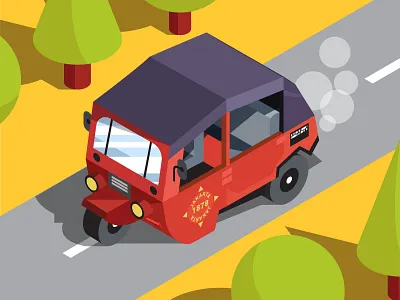 Bajaj strolling around Jakarta illustration indonesia isometric jakarta vehicle