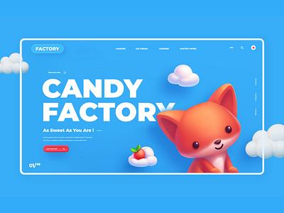 Candy Factory UI candy website fox graphic design logo playful ui web web design website design