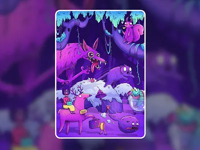 Night in the woods animal art cartoon cat character crypto deer forest graphic illustration nft nftart night procreate squirrel wolf woods