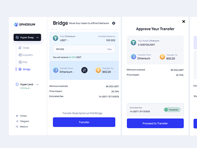 Cross chain Bridge Dapps bridge crypto dapps defi minimalistic swap ui uiux visualdesign