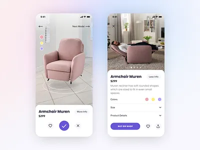 VR Home app app ar augmented reality furniture home app minimal mobile ui vr