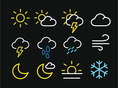Weather Icons design flat graphic design icon iconography icons illustration illustrator minimal weather app